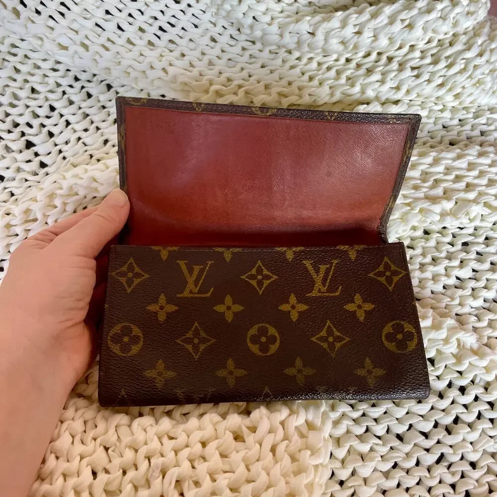 Louis Vuitton Monogram Long Wallet Clutch Small Bag Bifold Brown Coated Canvas